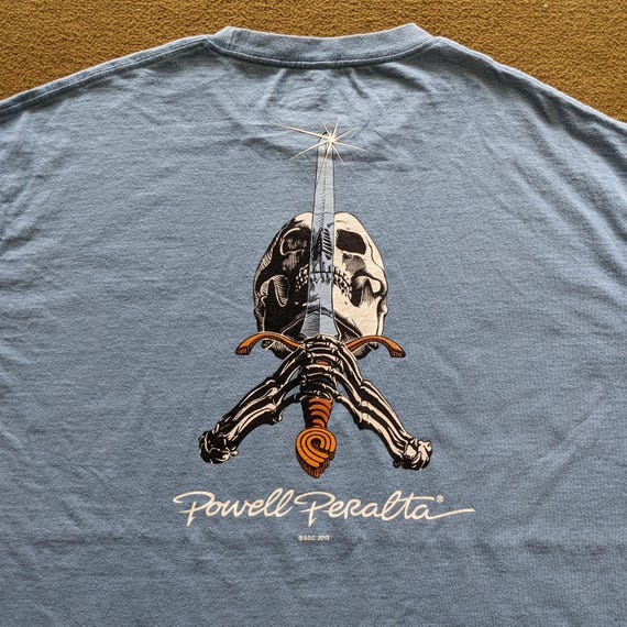 Vintage 90s POWELL PERALTA Skull and Sword Skateboard Tshirt