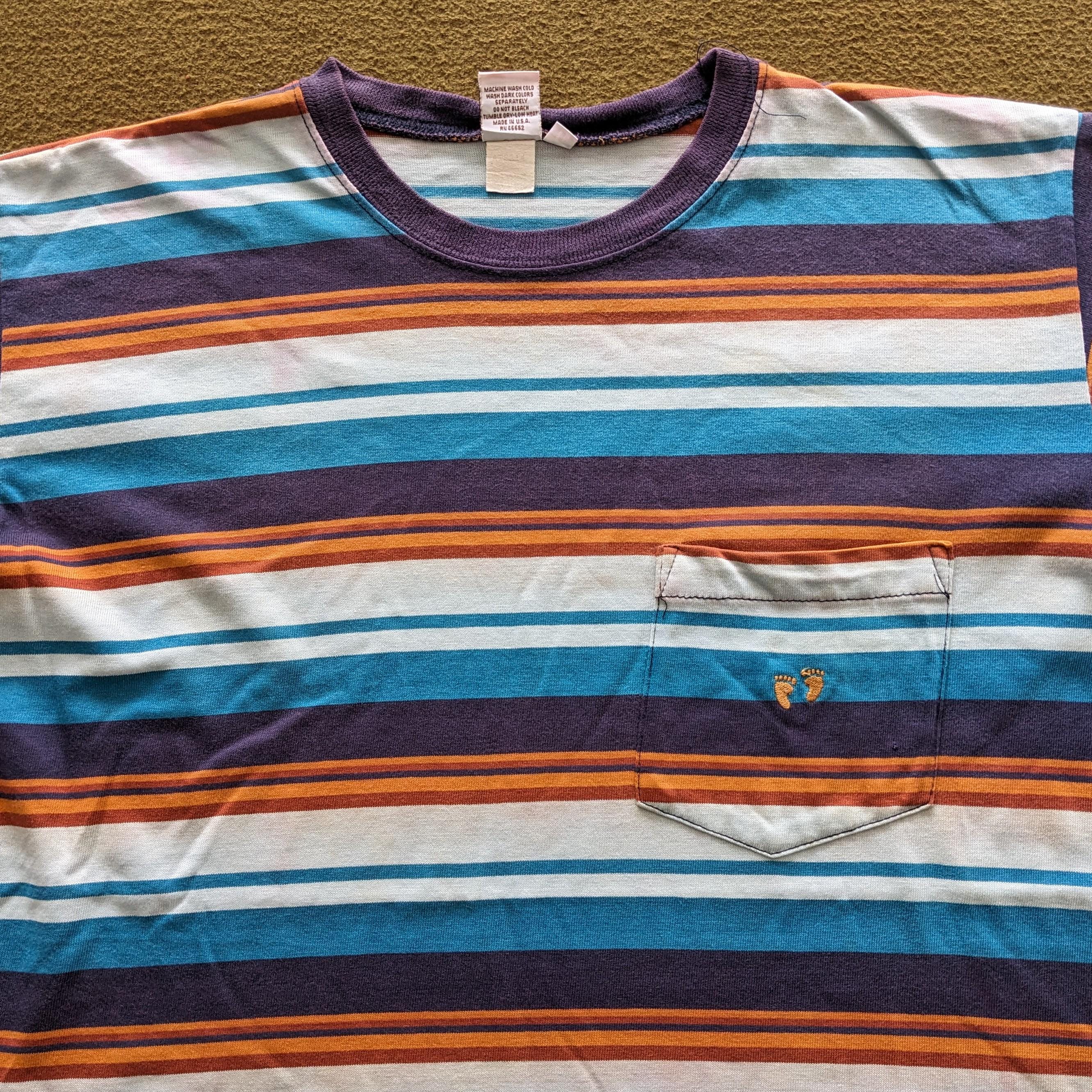 Vintage HANG TEN Small Logo Stripes Design T-shirt - Etsy