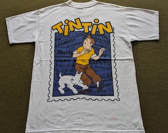Vintage The Adventure of TINTIN American Cartoon T-shirt