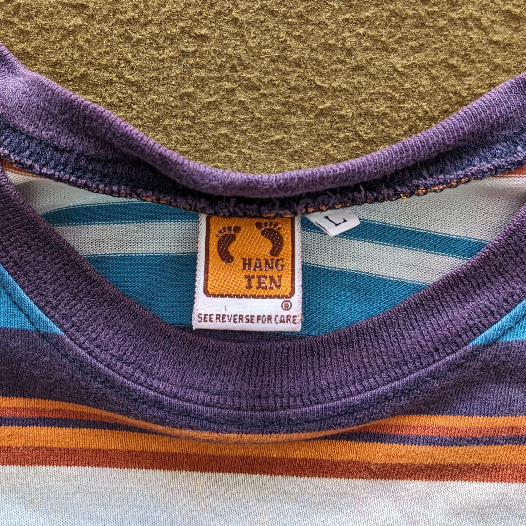 Vintage HANG TEN Small Logo Stripes Design T-shirt - Etsy