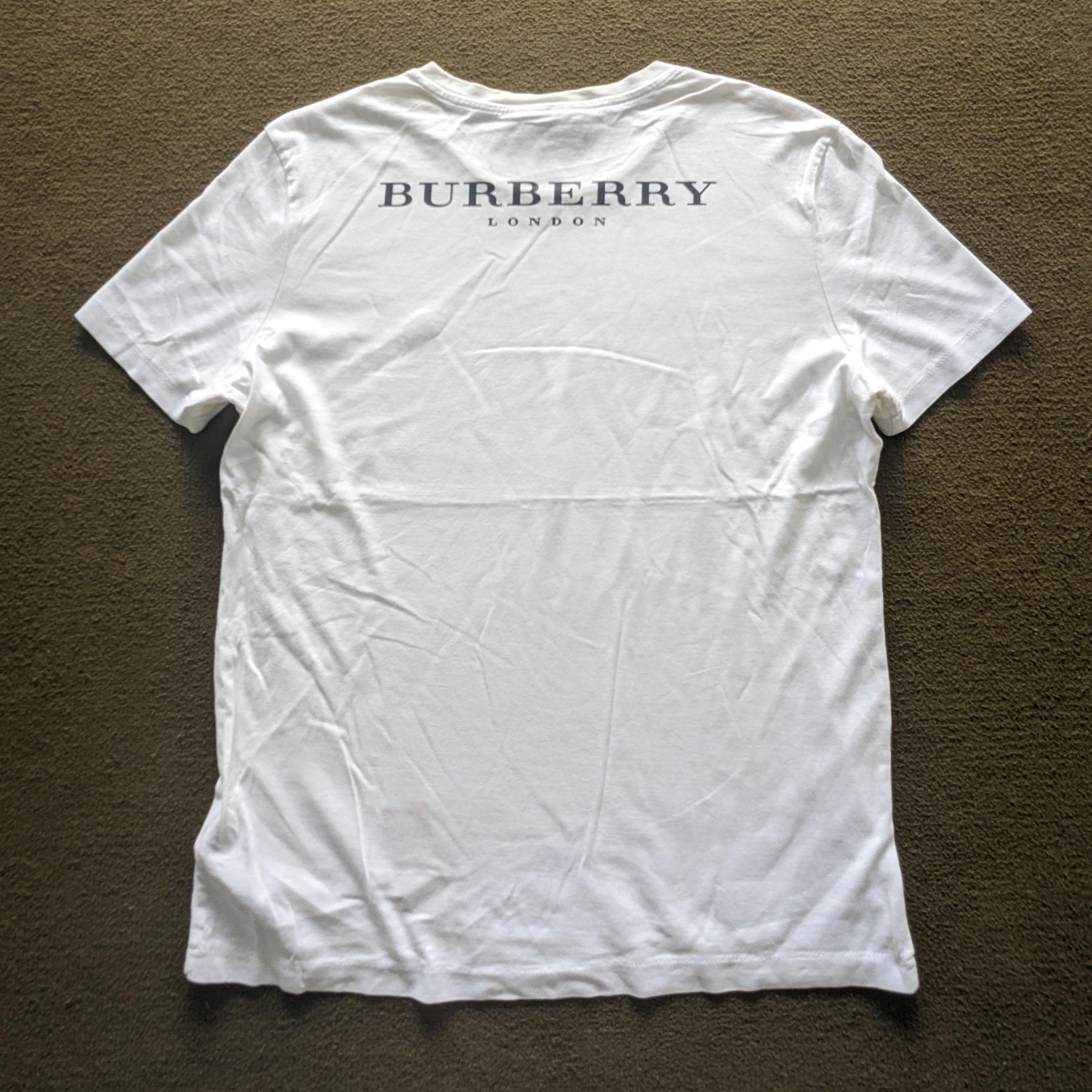 Vintage 90's BURBERRY London Luxury Brand Custom Art Logo T
