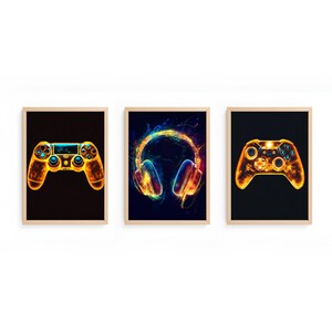 Posters med spelkontroller: Set med 3, dekor till pojkrum (digital nedladdning)