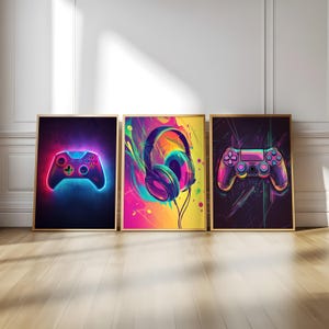 Spelkontrollposters, set med 3: Väggkonst för spelrum (digital nedladdning)
