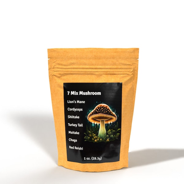 High Quality Mushroom Mix Powder for Adding to Coffee, Tea, Smoothie, Any Drink. Organic. From Fruiting Bodies. Mild Taste. Potent.