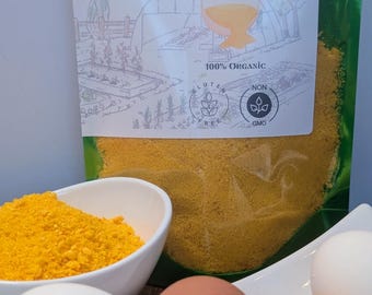 Yemas de huevo liofilizadas crudas, orgánicas, de la granja a la mesa, de gallinas criadas en libertad. Totalmente naturales. Para cocinar, hornear y alergias a los gatos.