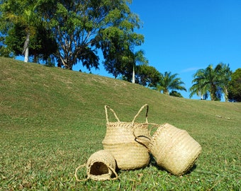 Handwoven Natural Seagrass Belly Basket, Toy, Blanket, Cover Pot Plants Personalized