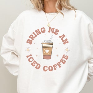 Bring Me An Iced Coffee Retro DTF Transfers High Quality Full Color Iron-On Ready For Press Heat Transfer T-Shirts Hoodies, Custom DTF