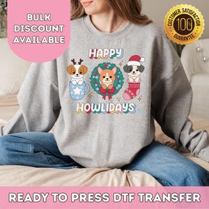 Weihnachten DTF Transfers bereit zum Pressen | Glückliche Howlidays Dtf Heat Transfer | DTF Transfers | Shirt zum Aufbügeln | #472