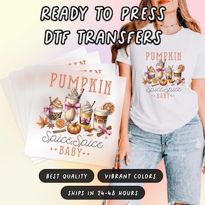 Pumpkin Spice Baby Heat Dtf Transfer,  Fall Coquette Pumpkins, Dtf Print, Iron On Transfers, Ready To Press Dtf Transfer, Custom Transfers