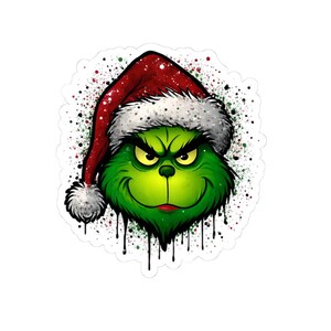 Grinch Weihnachten Kiss-Cut Aufkleber | Weihnachtsdeko, Geschenk für Grinch Liebhaber, Laptop Sticker, Festliche Kunst, Weihnachtsdeko