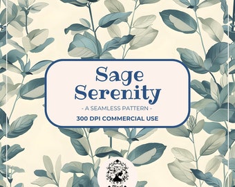 Sage Wallpaper, Sage Seamless Pattern, Sage Prints, Sage Pattern, Sage Design, Digital P{aper, Sage Serenity Pattern