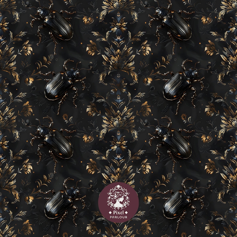 Elephant Beetle Print wallpaper Seamless Pattern beetle botanical print damask digital paper insect repeat pattern beetle seamless pattern