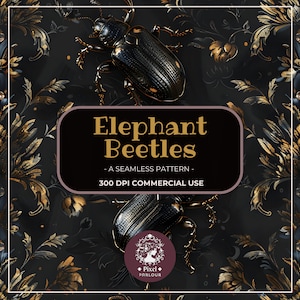 Elephant Beetle seamless pattern beetle wallpaper beetle botanical print damask digital paper insect repeat pattern beetle seamless pattern