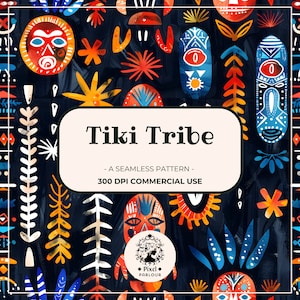 Tiki nahtlose Muster Tiki Maske Muster nahtlose Tiki Druck Tiki Tapete Tiki Druck Tiki digitales Papier Tiki Muster png Kinder Tiki Design