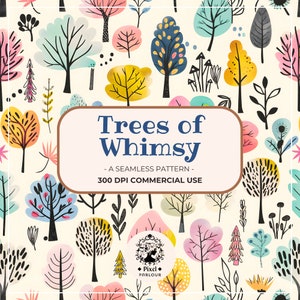 whimsical forest seamless pattern folk art forest wallpaper whimsical trees pattern whimsical forest print kids nursery wallpaper design