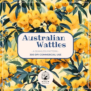 Arte de Wattle patrón sin costuras Flor exótica Flores silvestres australianas Estampado de flores australianas Estampado de flores nativas australianas Flores australianas