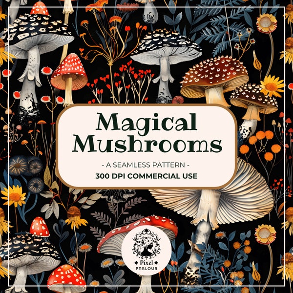 Mushroom wallpaper pattern Magic Mushroom print png Mushrooms pattern Mushroom Prints magic Mushroom seamless pattern mushroom digital paper