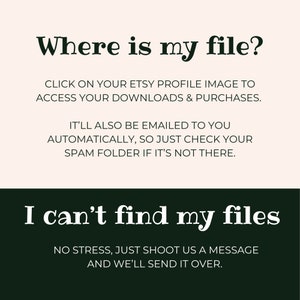 How to download. Go to Etsy profile purchases or check email.