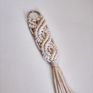 Handmade Simple Boho Chic Macrame Keyring - Handmade Bohemian Style Keychain Accessory - Bohemian Gift for her - Minimalist Accessories