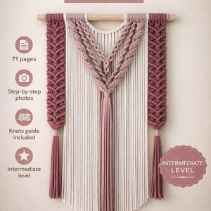 Macrame Wall Hanging with Big Tassels Tutorial | 78-Page Step by Step PDF | Intermediate Pattern | Knot Guide | Instant Download