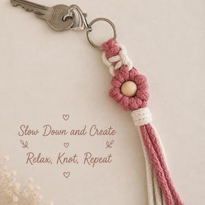 Macrame Flower Keychain Tutorial | 41-Page PDF Pattern | Beginner Level | Detailed Step-by-Step Photos & Knot Guide | Instant Download image 13