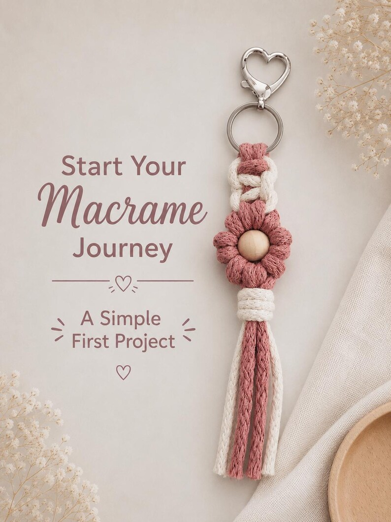 Macrame Flower Keychain Tutorial | 41-Page PDF Pattern | Beginner Level | Detailed Step-by-Step Photos & Knot Guide | Instant Download image 5