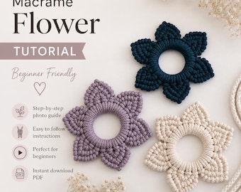 Makramee Blumenornament 34-seitige Anleitung | PDF Pattern für Anfänger | Einfaches Pflanzenliebhaber DIY | Schritt für Schritt mit Bildern | Sofort Download