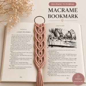 Handleiding voor een eenvoudige macramé boekenlegger | PDF-patroon van 103 pagina's | Niveau beginners | Gedetailleerde stap-voor-stap foto's en knoopinstructies | Direct te downloaden