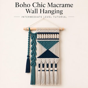 Boho Chic Macrame Wall Hanging Tutorial | Intermediate Level PDF Pattern | Detailed Step-by-Step Photos & Knot Guide | Instant Download