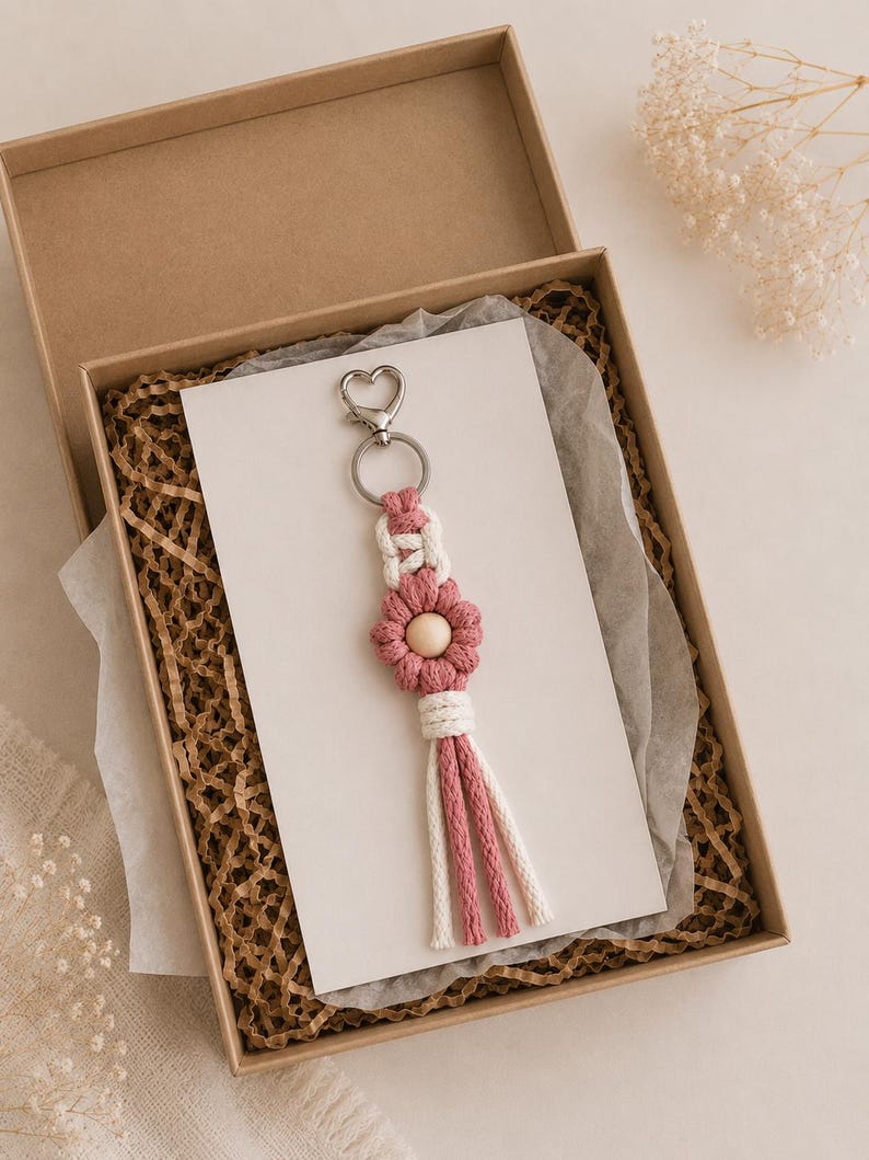 Macrame Flower Keychain Tutorial | 41-Page PDF Pattern | Beginner Level | Detailed Step-by-Step Photos & Knot Guide | Instant Download image 14