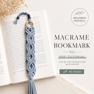 Macrame Boho Bookmark Tutorial | 89-Page PDF Pattern | Beginner Level | Detailed Step-by-Step Photos & Knot Guide | Instant Download