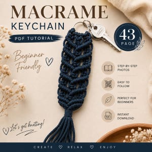 Lucky Charm Macrame Keychain  43-Page PDF Tutorial | Easy Beginner Friendly DIY Gift Pattern | Boho Bag Accessory Project | Car Keys Decor