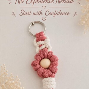Macrame Flower Keychain Tutorial | 41-Page PDF Pattern | Beginner Level | Detailed Step-by-Step Photos & Knot Guide | Instant Download image 4
