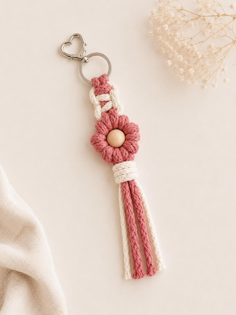Macrame Flower Keychain Tutorial | 41-Page PDF Pattern | Beginner Level | Detailed Step-by-Step Photos & Knot Guide | Instant Download image 10