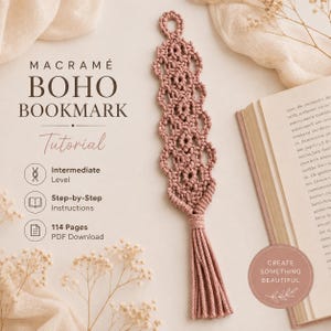 Macrame Boho Bookmark Tutorial | 114-Page PDF Pattern | Intermediate Level | Detailed Step-by-Step Photos & Knot Guide | Instant Download