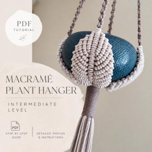 Patrón intermedio para colgar plantas en macramé (PDF de 68 páginas) / Diseño de hojas / Tutorial para macetas colgantes estilo boho / Decoración del hogar DIY / Descarga instantánea