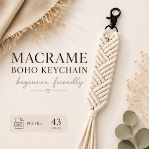 Macrame Simple Boho No. 3 Keychain Tutorial | 43-Page PDF Pattern | Beginner Level | Step-by-Step Photos & Knot Guide | Instant Download