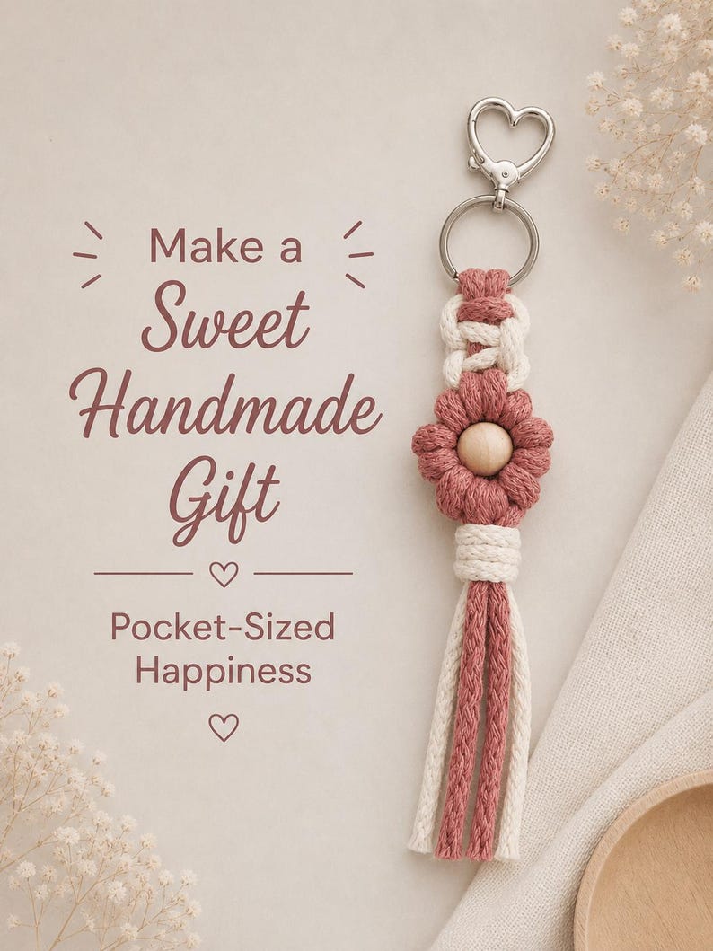 Macrame Flower Keychain Tutorial | 41-Page PDF Pattern | Beginner Level | Detailed Step-by-Step Photos & Knot Guide | Instant Download image 9
