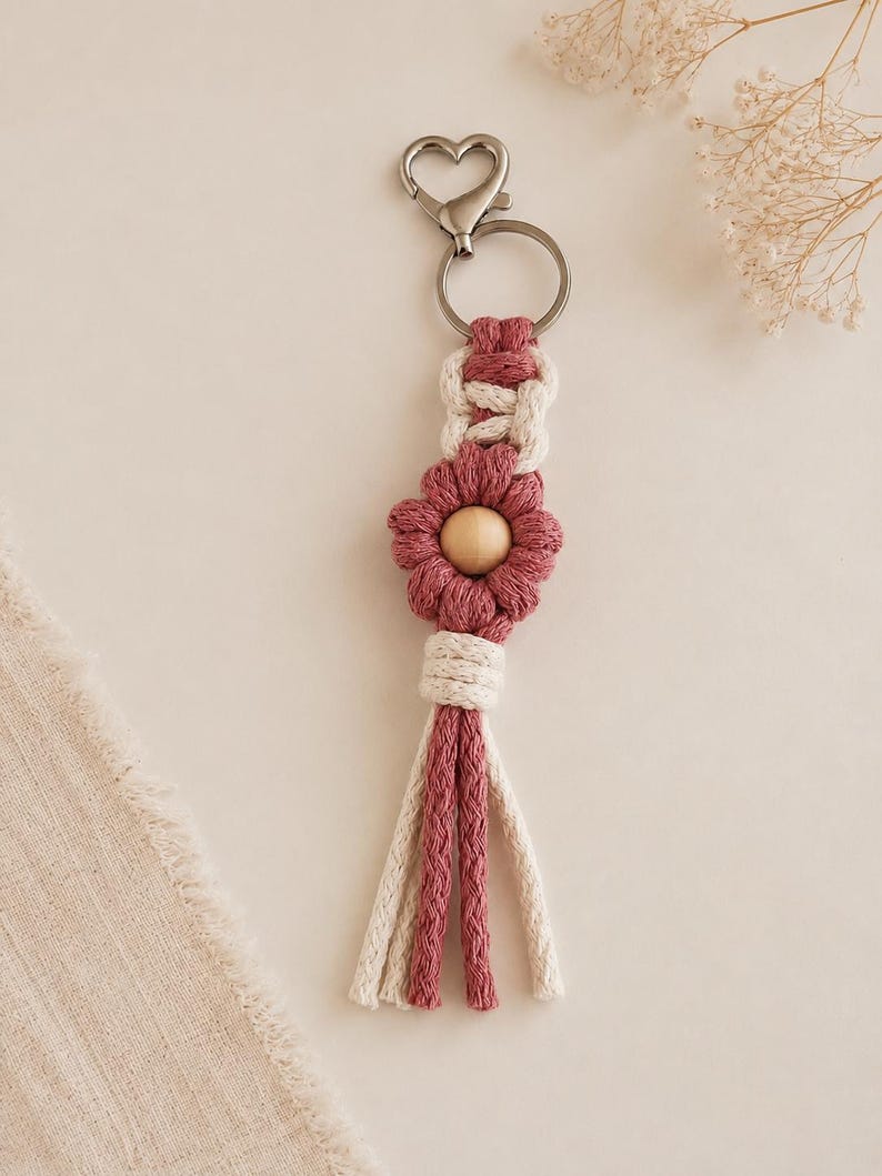 Macrame Flower Keychain Tutorial | 41-Page PDF Pattern | Beginner Level | Detailed Step-by-Step Photos & Knot Guide | Instant Download image 3