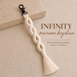 Tutorial para llavero de macramé infinito / Patrón en PDF de nivel principiante avanzado / Fotos paso a paso y guía de nudos incluida / Descarga instantánea