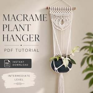 Macrame Lotus Flower Plant Hanger | 80-Page PDF Tutorial | Intermediate Level | Detailed Step by Step | Knot Guide | Instant Download
