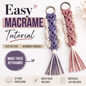 Easy Macrame Keychain Tutorial Pdf | Beginner Friendly Step By Step Guided Pattern | Diy Boho Accessory | Learn Fast | Instant Download
