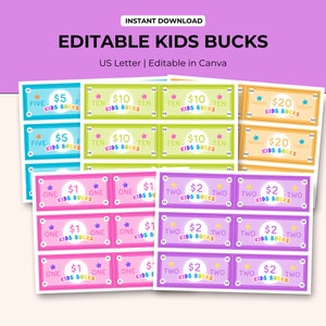 Editable Play Money | Reward Bucks | Good Behavior Bucks Printable | Chore Bucks | Kids Reward System | Pretend Money | Mom Bucks