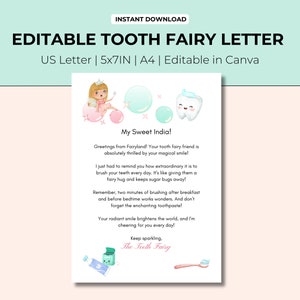 Editable Tooth Fairy Letter | Tooth Fairy Printable | Tooth Fairy Note | Letter From Tooth Fairy | Fairy Letters | Tooth Fairy Certificate