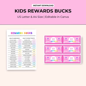 Kids Reward Bucks | Kids Belohnungsgutschein | Lästige Bucks | Belohnungssystem für Kinder | Gutes Benehmen Bucks Printable | Mom Bucks | Geben Sie vor, Geld zu sein
