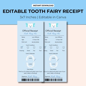 Fada do Dente de Menino | Fada do Dente para impressão | Receitas da Fada do Dente | Carta editável da fada do dente | Primeiro dente perdido | Última Fada do Dente