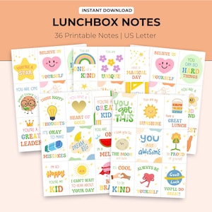 Notas para la lonchera de niños, notas para la lonchera imprimibles, notas positivas, tarjetas de aliento para niños, tarjetas para la lonchera, notas para el almuerzo de regreso a la escuela