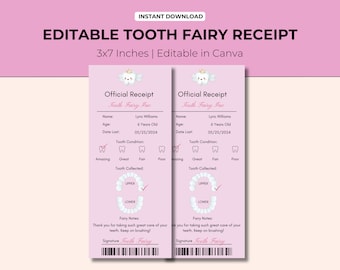 Editable Tooth Fairy Receipt | Printable Keepsake (Digital Download)
