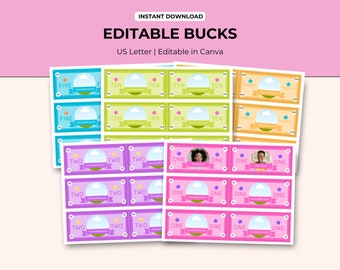 Printable Reward Bucks: Kids Chore System, Pretend Play Money (PDF)
