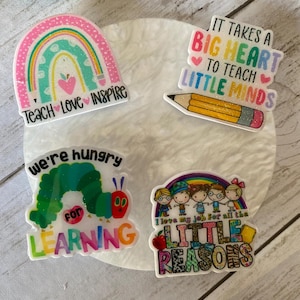 Set of 4 teacher magnets for school, classroom, homeschool, white boards and lockers.